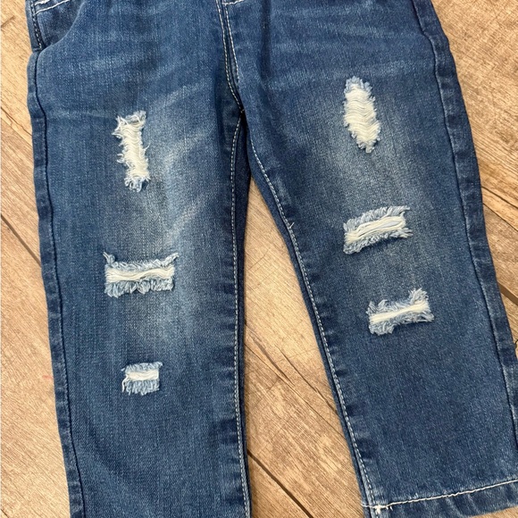 NWOT Kids Toddler Distressed Denim Overalls – Approx. Size 2T - Picture 3 of 8